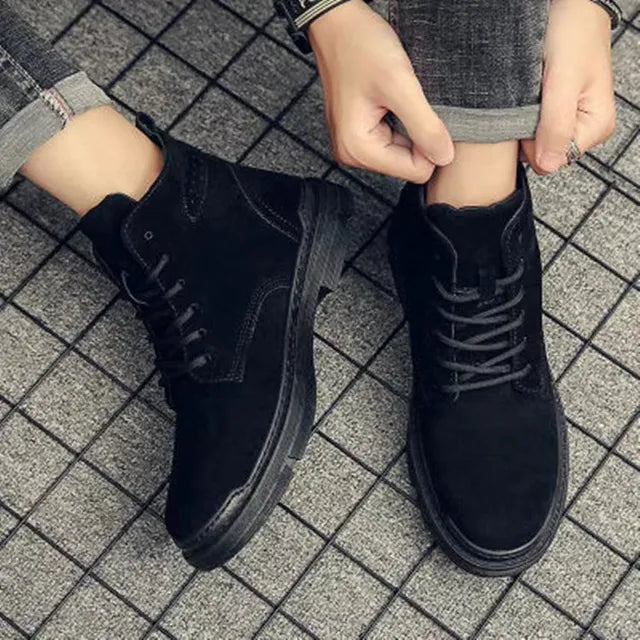 Botas de ante casual con cordones para hombre de invierno