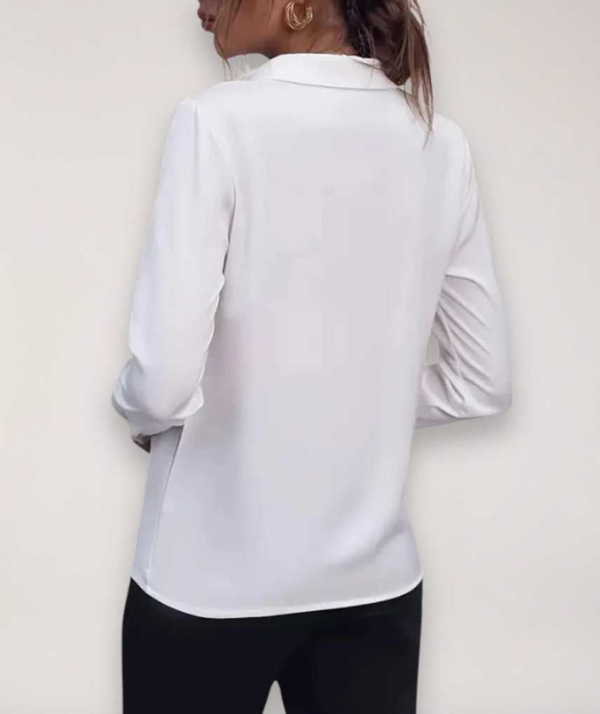 Blusa clásica con cuello camisero para mujer
