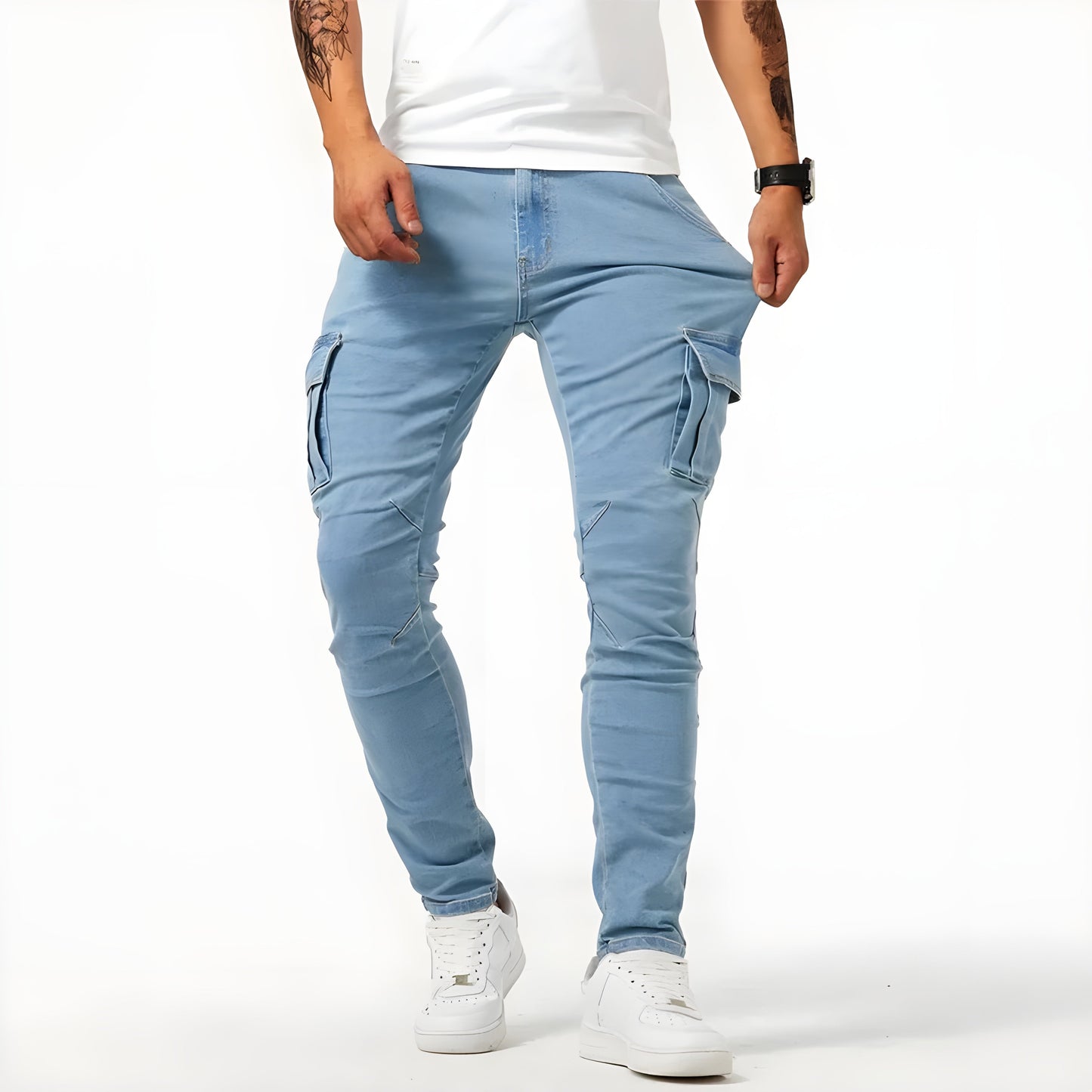 Pantalón cargo slim multibolsillos para hombre de invierno