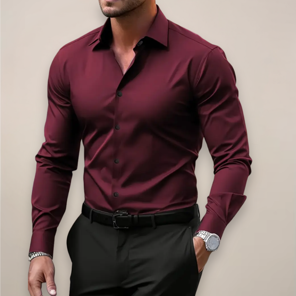 Camisa slim elegante de primavera para hombre