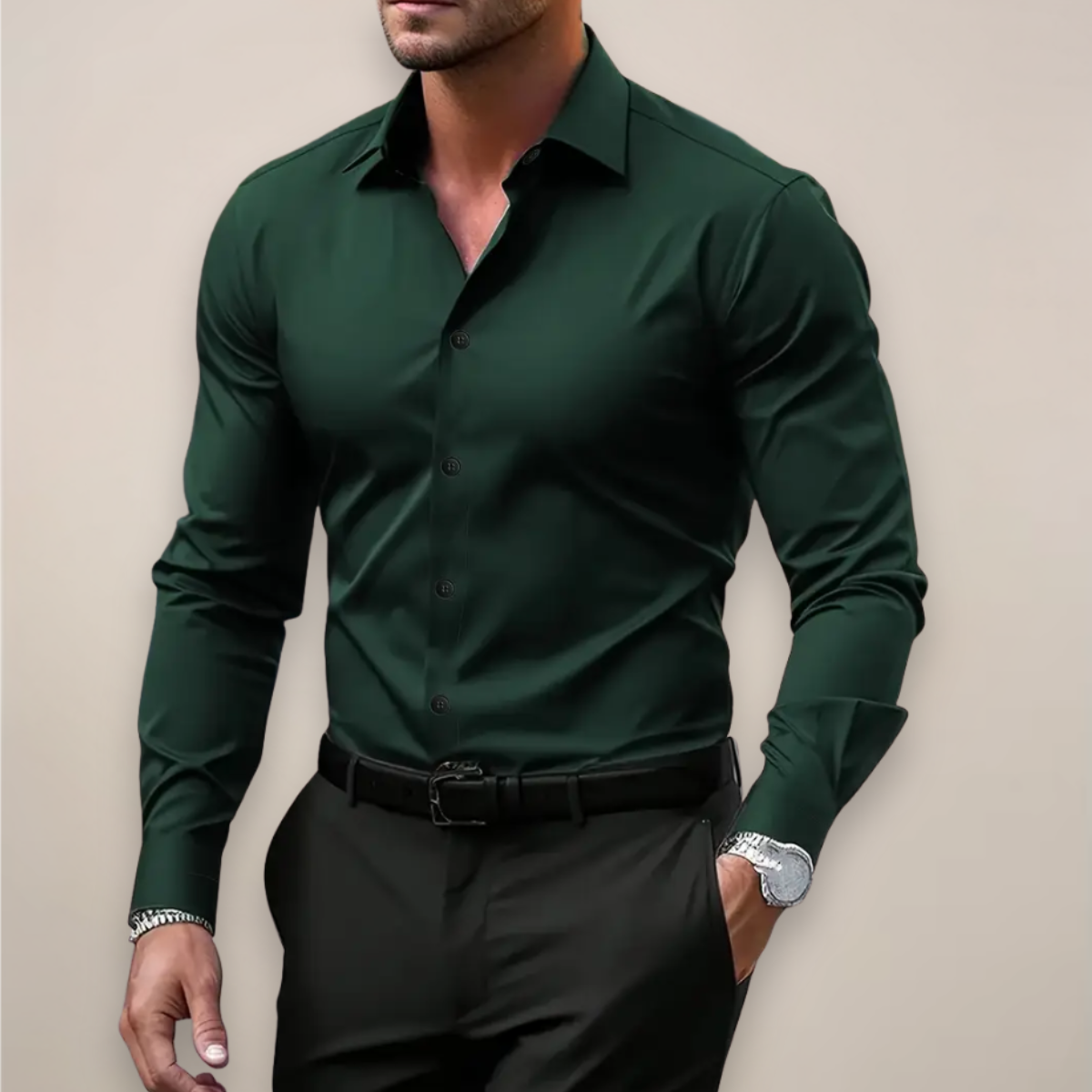 Camisa slim elegante de primavera para hombre