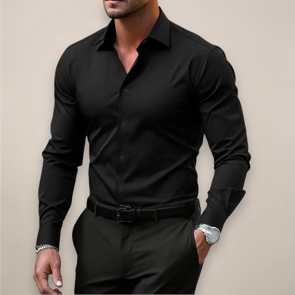 Camisa slim elegante de primavera para hombre